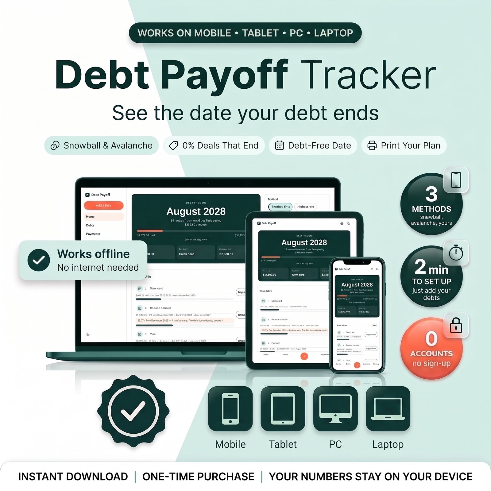 Debt Payoff Tracker for credit cards and loans